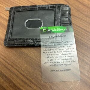 Wallet Identity Stronghold Secure Card Wallet - Black Faux Croc RFID Sleeve